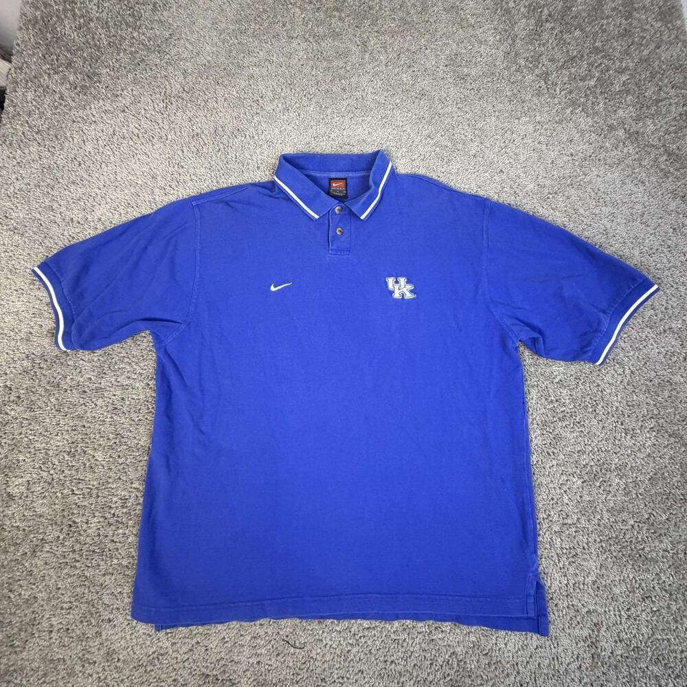 University Of Kentucky Shirt Mens L Blue NCAA Basketball Nike Polo Fan Gear